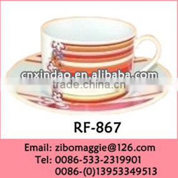 2016 Popular Beautiful Valentine's Print Ceramic Cheap Coffee Cup and Saucer for Sublimation