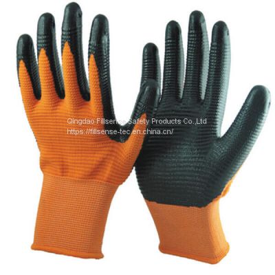 13Gauge U3 Zebra Polyester Liner Nitrile Work Gloves Nitrile Coated Gloves Nylon Nitrile Gloves