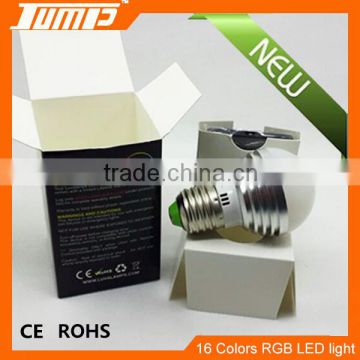 Factory competitive price E27 3W IR remote control LED light E27 RGB LED light