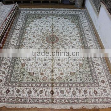 fashion kilim hand knotted pure silk carpet white