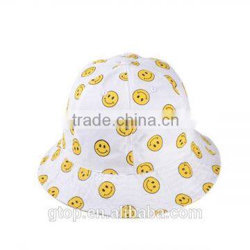 cartoon smile 100%cotton Fashion Bucket Hat Boonie Outdoor Cap