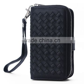 Weave PU Leather Wallet Mobile Phone Cover For Iphone 5