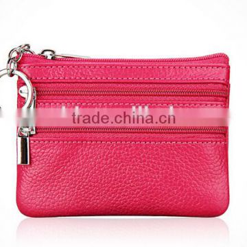 Promotional Gift Handmade Zipper Leather Coin Case Change Case Leather Coin Purse Change Purse