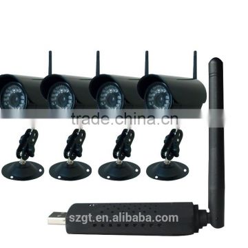2.4g wireless digital USB receiver and wireless camera kits for 4 screens display