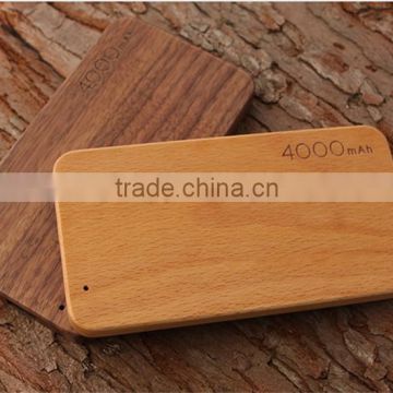 Beech or Walnut wooden slim portable phone charger 8000mah,OEM cute shaped universal phone battery charger