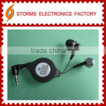 Retract retractable mobile earphone customized logo competitive price