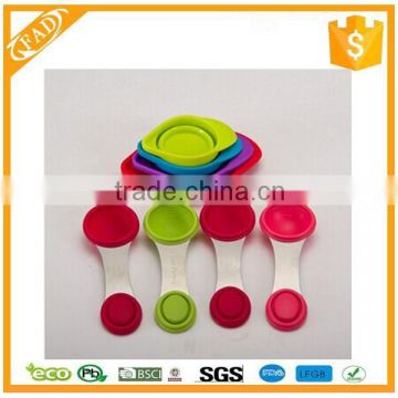 Space Saving Silicone Collapsible Measuring Cup and Spoon Sets to Measure Dry and Liquid