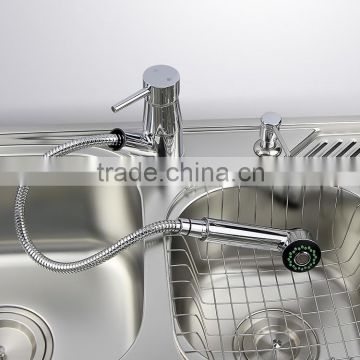 Long Neck Pull Out Brass Kitchen Sink Faucet