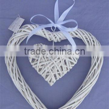 white cheap wicker heart in heart decoration