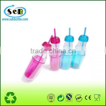 double wall plastic tumbler with straw