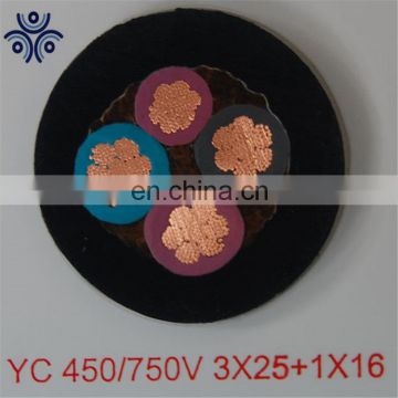 H05rnf Rubber insulated flexible copper Cable YCW 3x6+1x4