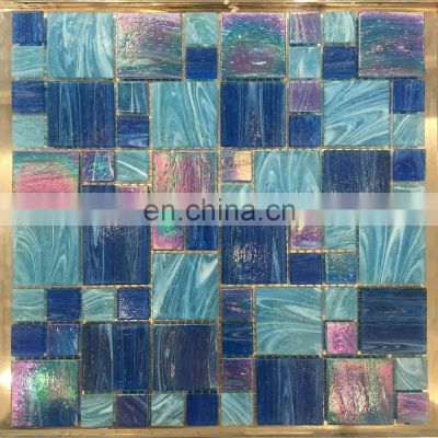 Square Background orange hand painted glass mosaic and Wall Tile decoration H455001