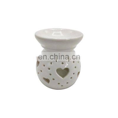 white modern designed round luxury ceramic aroma fragrance oil wax melt candle scent burner for tealight candles