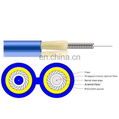 Hanxin communication cables OEM factory Spiral Steel Indoor Duplex Armored Optical Fiber Cable