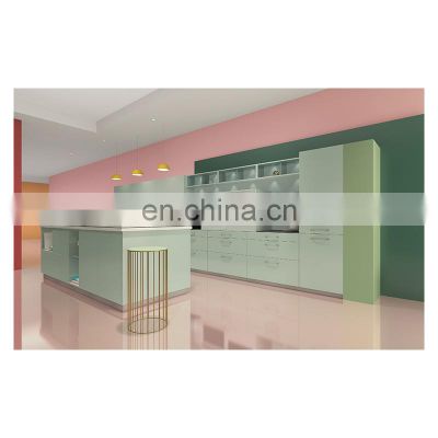 Customize designs wholesale Green lacquer kitchen cabinet modern design kitchen cabinets furniture
