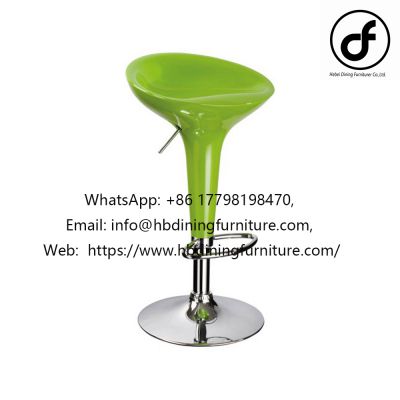 High-leg plastic swivel bar chair with backrest