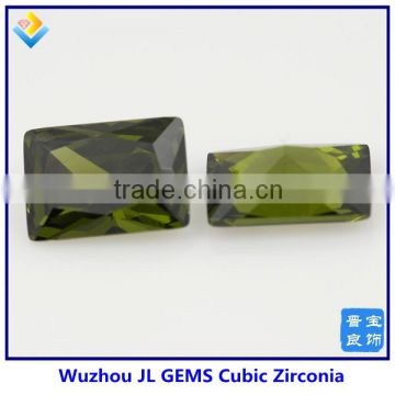 2014 Hot Sale Synthetic Olivine Rectangle Cubic Zirconia With AAA