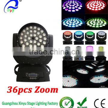 36 10W 4 in 1 RGBW led movng head wash zoom light