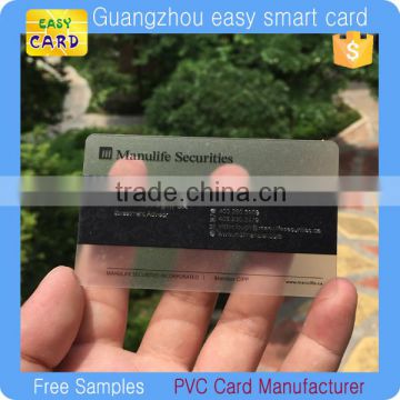 Plastic transparent business cards with hot foiling