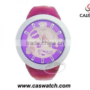 Pink glass hard silicone watch sporty style for ladies