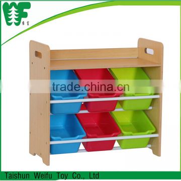 New design cheap hot sale three color toys wooden storage box