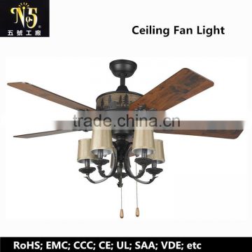 Modern Style french gold body Ceiling Fan Lamp Led Lighting wooden blade remote control with 2 warranty