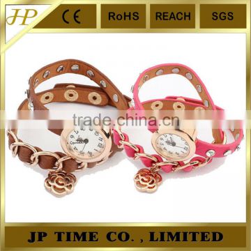 Women Girls Multilayer PU leather bracelet watch Alloy Chain leather watch bracelet