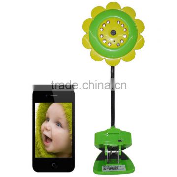0.3 mega pixels CMOS wifi baby camera monitor with 11 IR LEDs for Ipad, iphone, Android smartphone