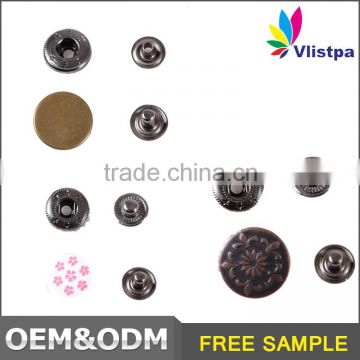 Nickel free wholesale engraved logo custom metal snap buttons for clothing