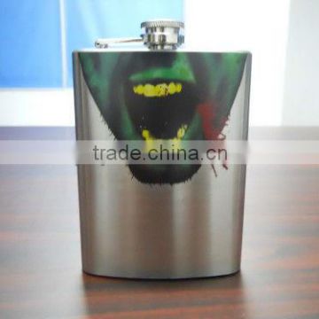 stainless steel hip flask with water-tranfer printing
