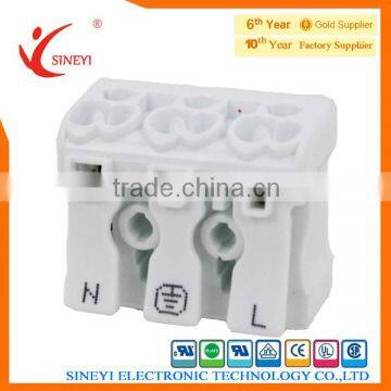 Sineyi-014 with Press Release Button 3-pole 2-Side Luminaire Pushwire Connector