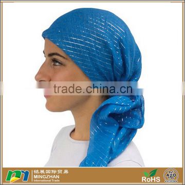 Women Turquoise Jersey Cotton Pre Tied Urban Head Scarf Custom