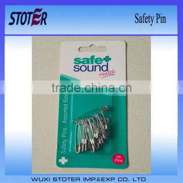 siliver safety pin in blister card