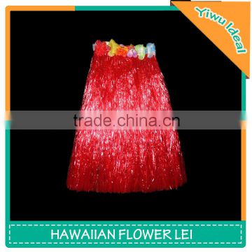 Beach Party Plastic Girls Hawaiian Red Hula Skirt