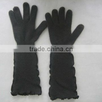 Long Rib Cashmere Cotton Gloves