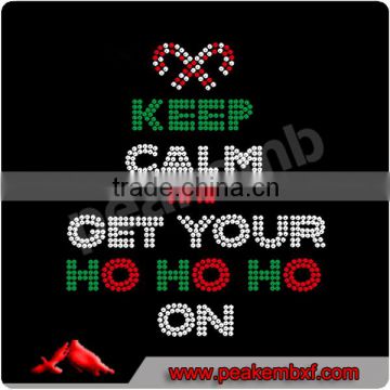 Colorful Keep Calm And Get Your Ho Ho Ho On Christmas Rhinestone Sequin Motif