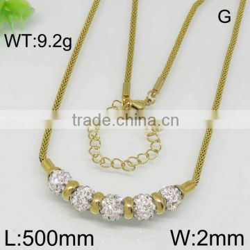 Elegant crystal statement gold plating necklace