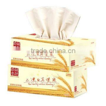 Unbleached wheat straw facial tissue paper