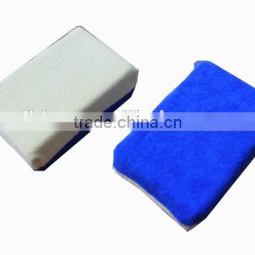 Auto care microfiber and genuine chamois leather car chamois sponge pad for polishing and buffing