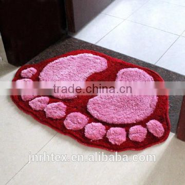 Eco-friendly High quality 100%cotton foot shape bath mat