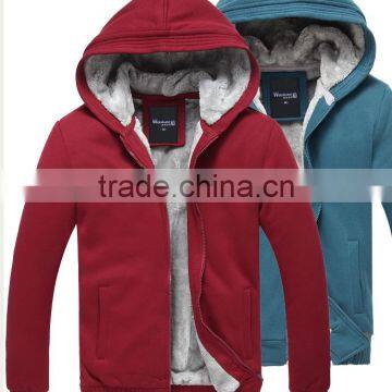 custom oem mens winter thick fleece zipper hoodie manufacturers