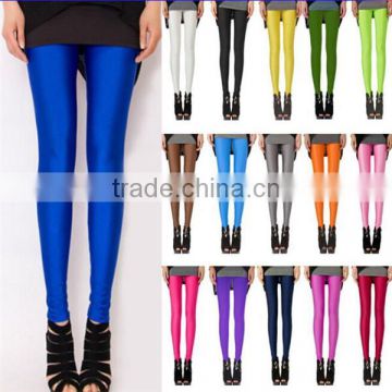 Women Solid Full Length Seamless Stretch Footless Stockings Long Pants Leggings green color