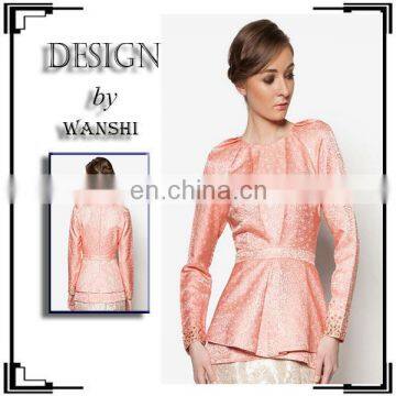 2016 Fancy baju kurung peplum fashion beading design musilm top