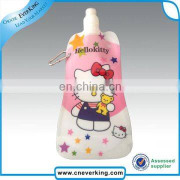 Kids Cute Cartoon folding sport drinking bottle / foldable water bag