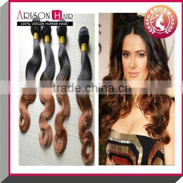Hot sale fashion sexy 100% virgin sew in human hair weave ombre hair 1B/33