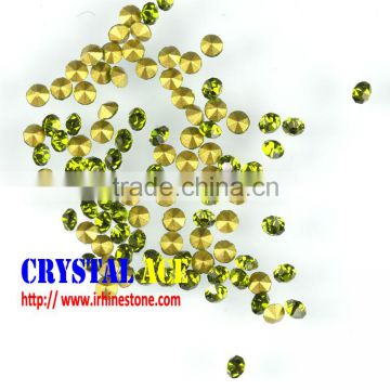 Top quality Olivine gem stones , glass beads pointed back , Mc round chatons on sale