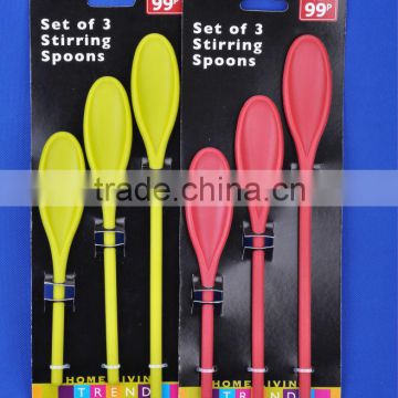 Set of 3 plastic mixing spoons