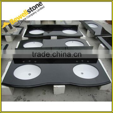 Shanxi Black Granite Prefab Double Sink Vanity Top