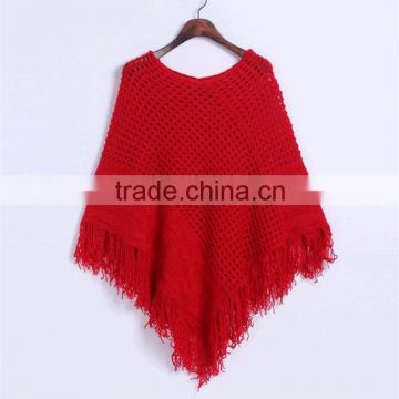 Red poncho sweater custom design sweater women 2015