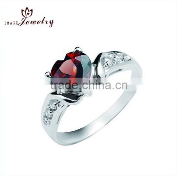 925 Sterling Silver Ring with Red CZ Stones